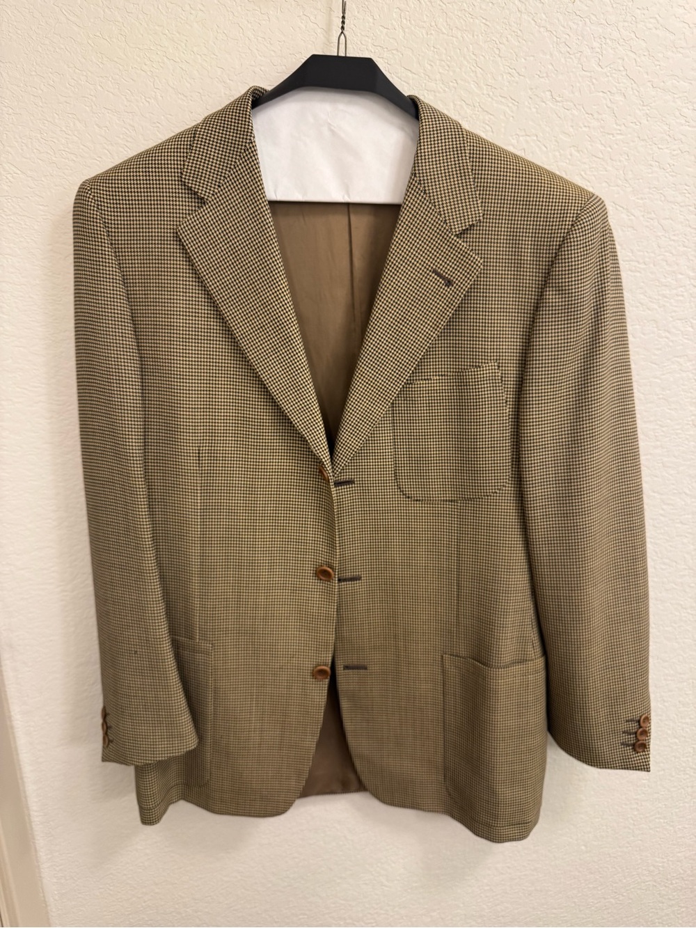 Canali Tan and Brown Houndstooth Sport Coat